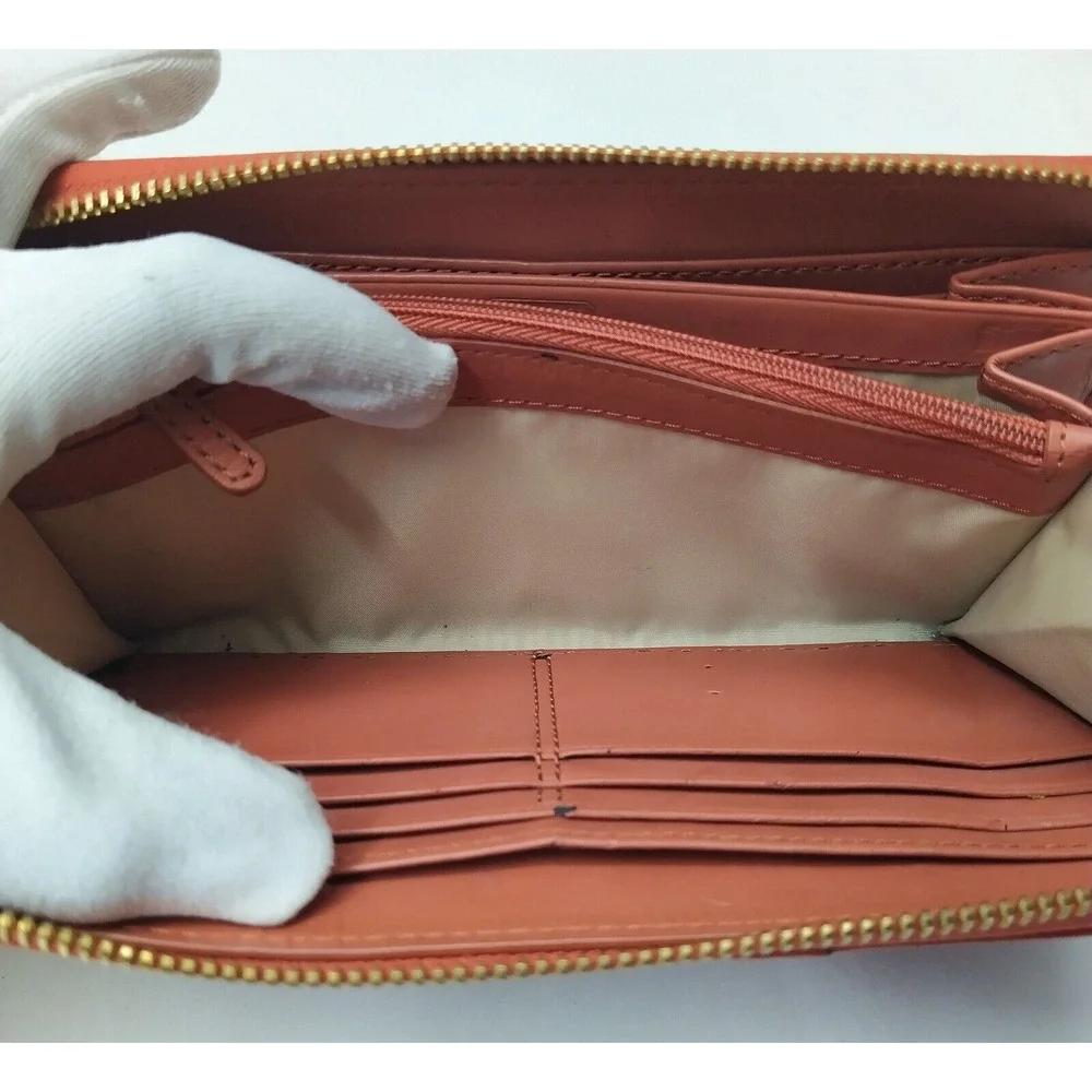 Coach Ashley Red Leather Zip Around Credit Card Wallet